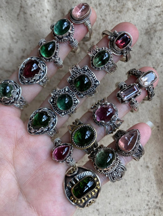 [Tourmaline Silver Ring Collection]