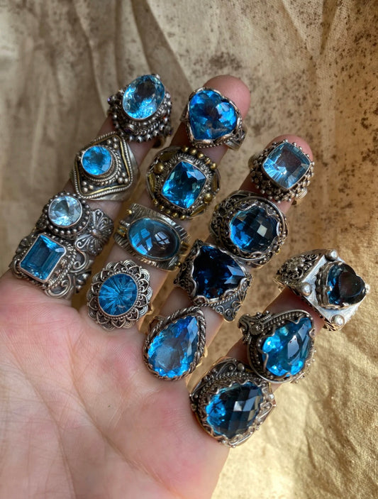 [Collection of Topaz Silver Rings]